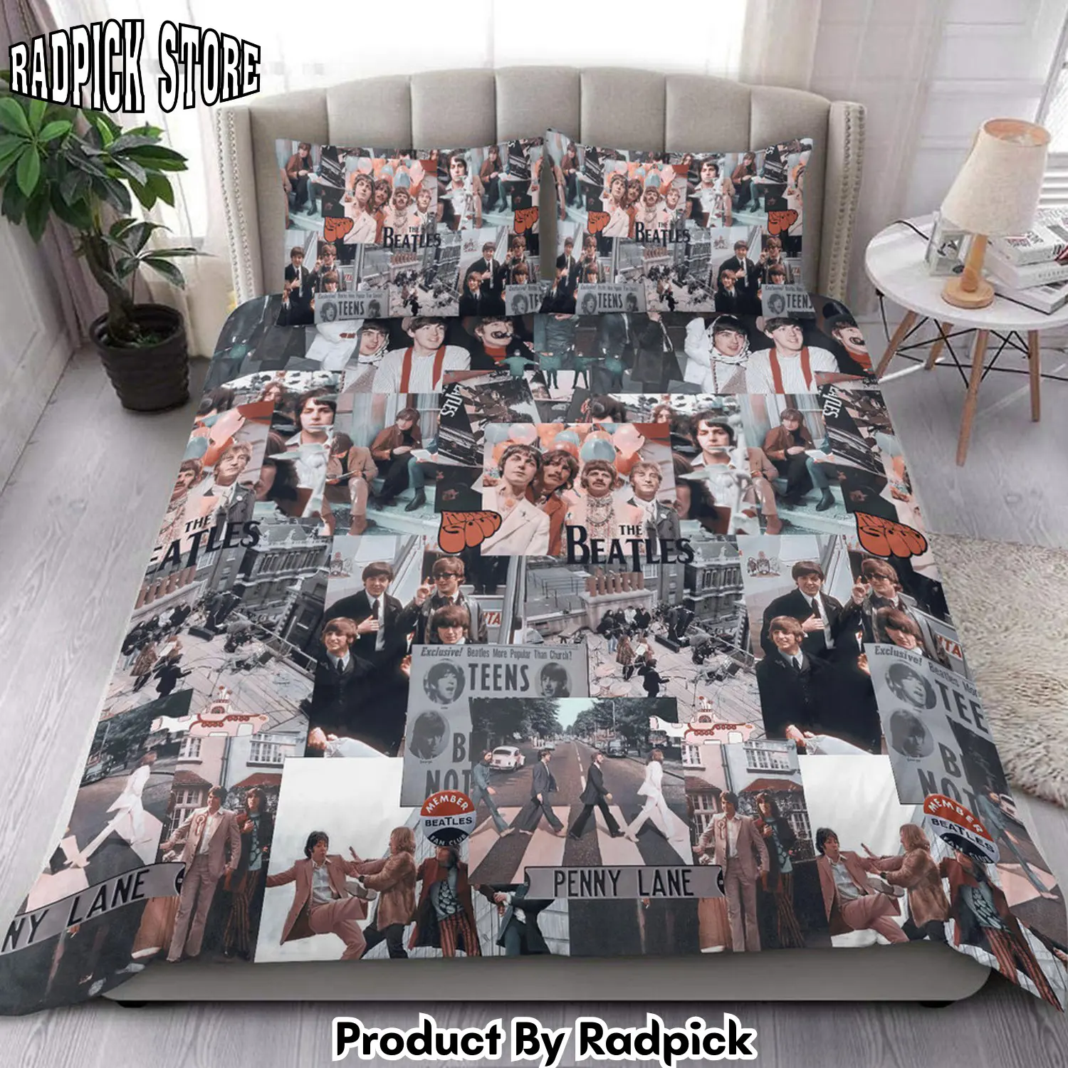 Radpick the beatles memories q2 all over printed bedding set q220208 rp3271388